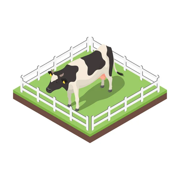 Illustration vectorielle 3D isométrique de la vache . — Image vectorielle