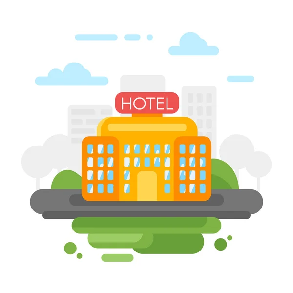 Ilustración de estilo plano vectorial del hotel . — Archivo Imágenes Vectoriales