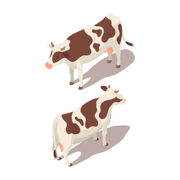 Illustration vectorielle 3D isométrique de la vache — Image vectorielle