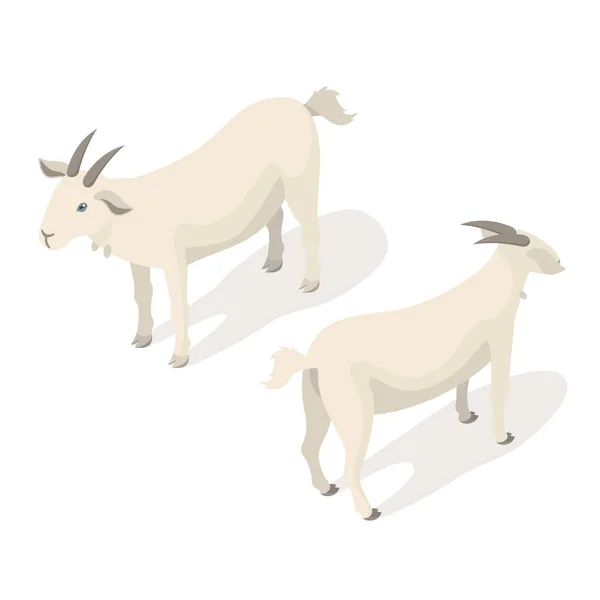 Isometrische 3D-Vektordarstellung der weißen Ziege. — Stockvektor
