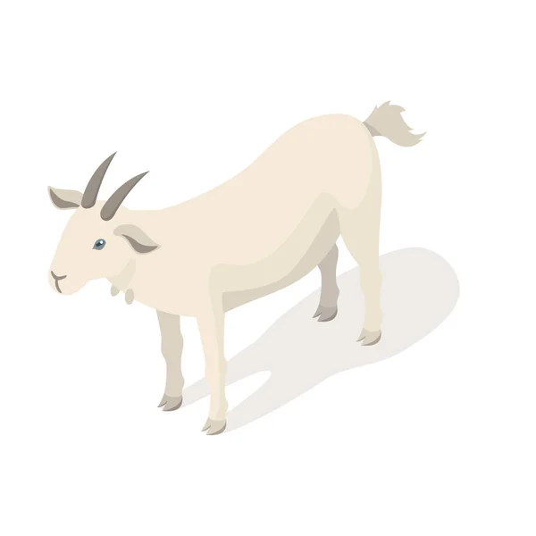 Izometrické 3d vektorové ilustrace bílá koza. — Stockový vektor