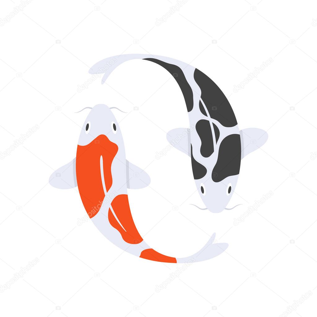 Vector flat style illustration of Japanese koi fish. — Stock Vector