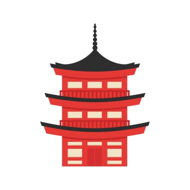 Vektör düz stil çizim Japon geleneksel yapı.