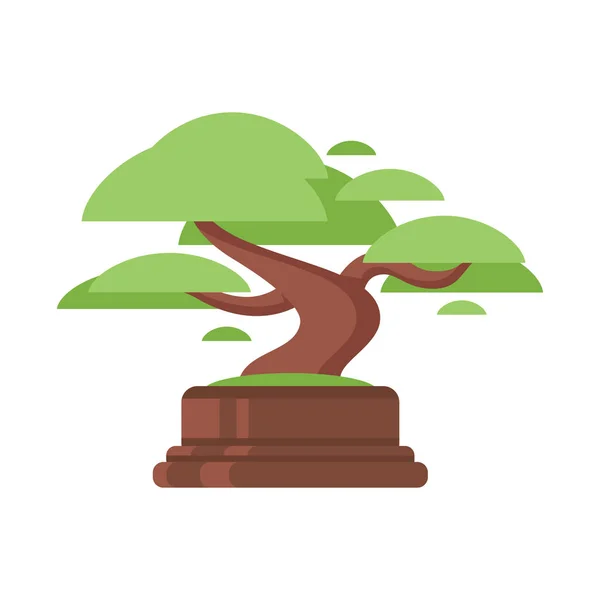 Vectorillustratie vlakke stijl van bonsai boom. — Stockvector