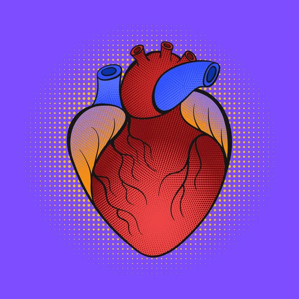 Pop sanat illüstrasyon kalp vektör el çekilmiş. — Stok Vektör