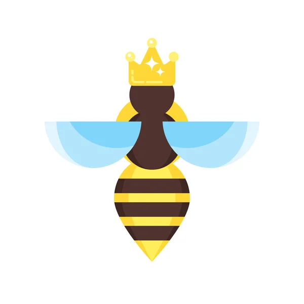 Ilustración de estilo plano vectorial de abeja reina — Vector de stock