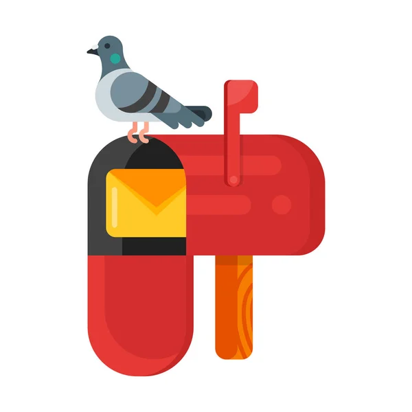 Vector flat style illustration of post pigeon. — Stock Vector