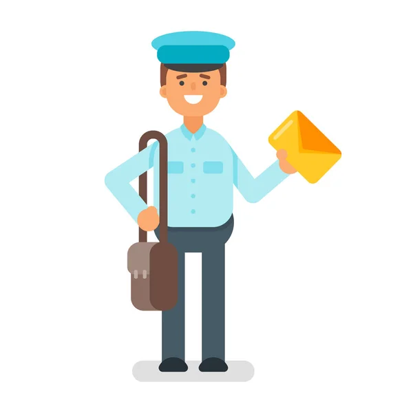 Vector flat style illustration of postman. — Stock Vector