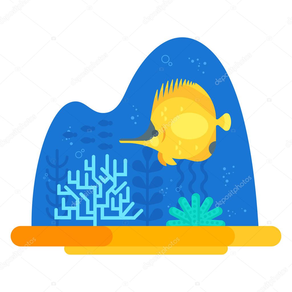 Vector flat style illustration of coralreef.