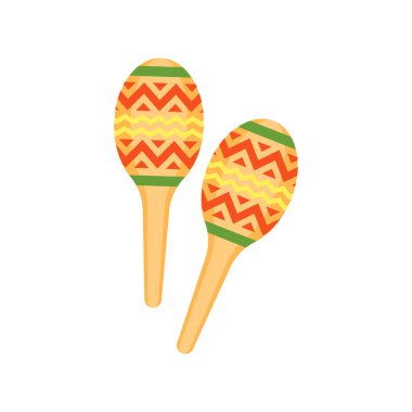 Vektör düz stil Meksika enstrüman maraca.
