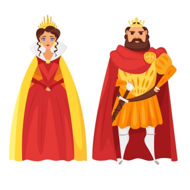 Vector cartoon style illustration of King and queen. clipart