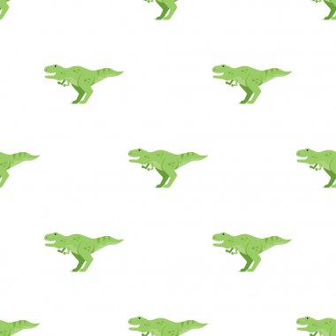 Vektör yeşil dinozor t-rex desenle düz stil sorunsuz.