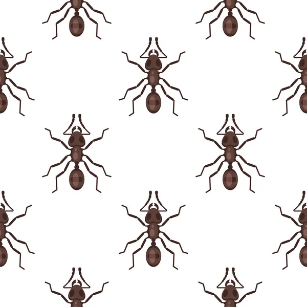 Vector flat style seamless pattern with ants. — Stock Vector