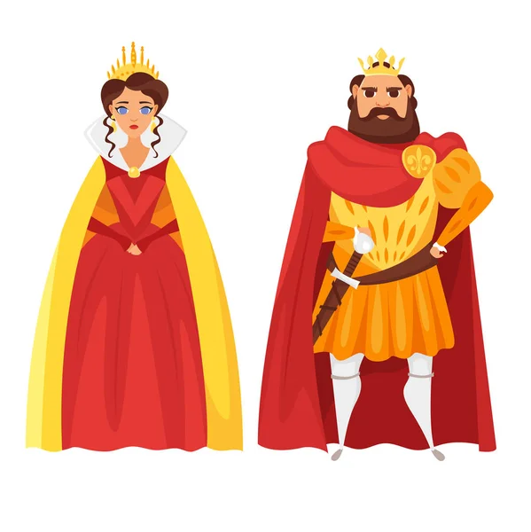 Ilustración de estilo de dibujos animados vectoriales de rey y reina . — Archivo Imágenes Vectoriales