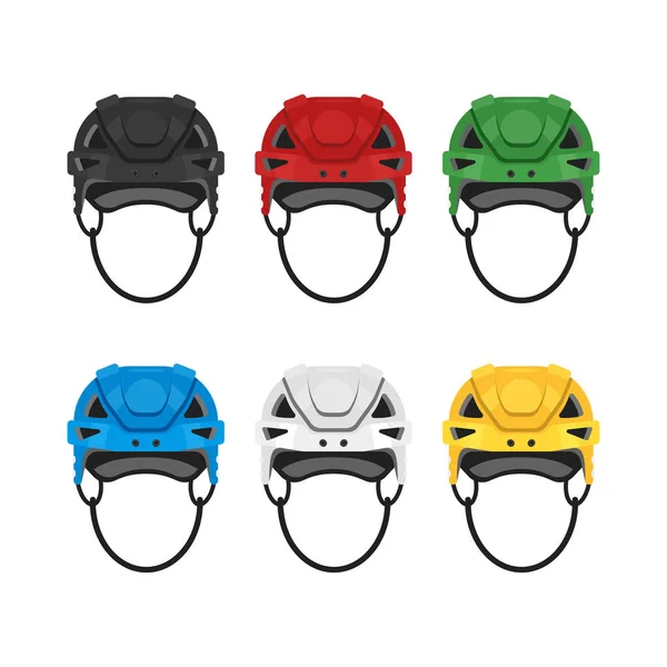 Vector flat style set of hockey helmet. Icon for web. — Stock Vector