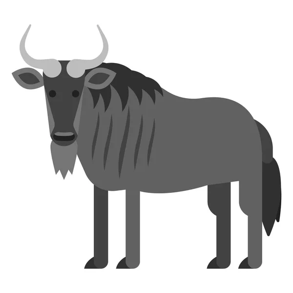 Vektor flachen Stil Illustration von schwarzen Gnus — Stockvektor