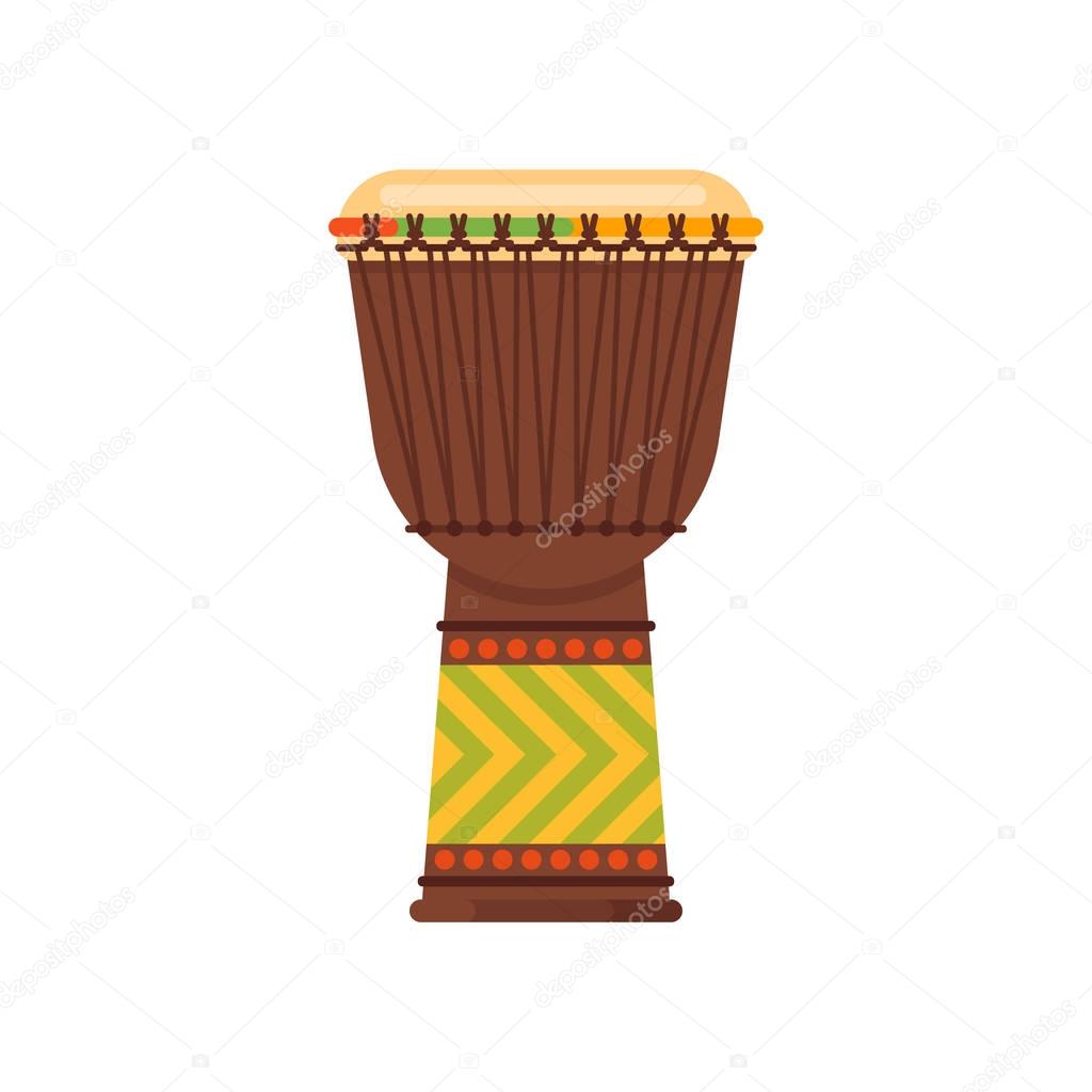 Vector flat style African drum musical instrument djembe.