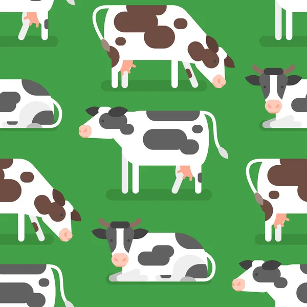 Modèle sans couture de style plat vectoriel avec vache . — Image vectorielle