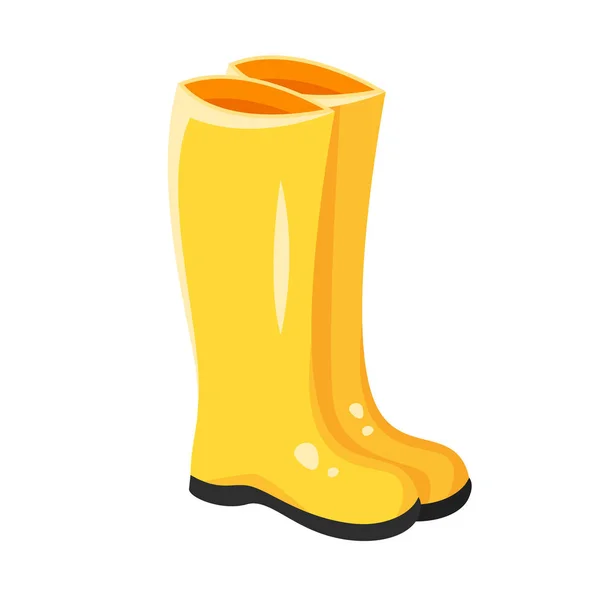 Vector cartoon style illustration of yellow rubber boots — Stock Vector