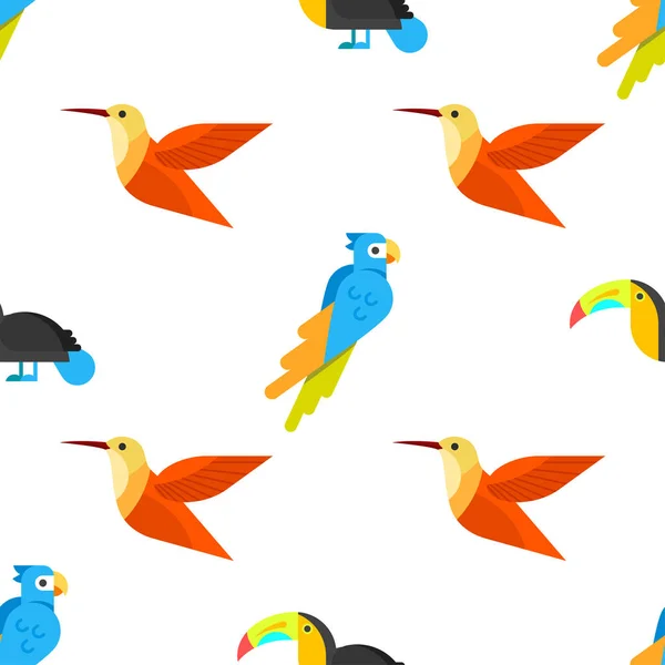 Vector flat style seamless pattern with parrots. — Stock Vector