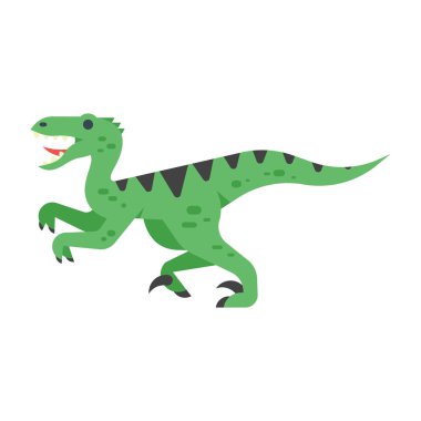 Tarih öncesi hayvanlar - Velociraptor vektör düz stil çizim. 