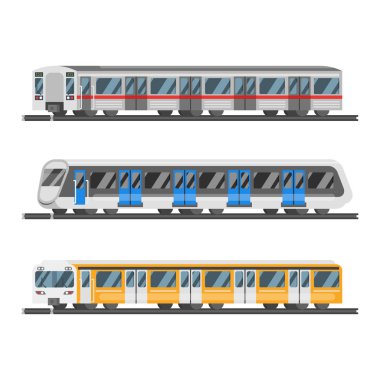 Metro tren vektör düz stil ayarla