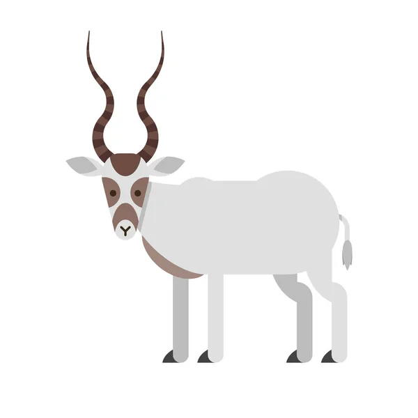 Ilustración de estilo plano vectorial de antílope desierto Addax . — Vector de stock