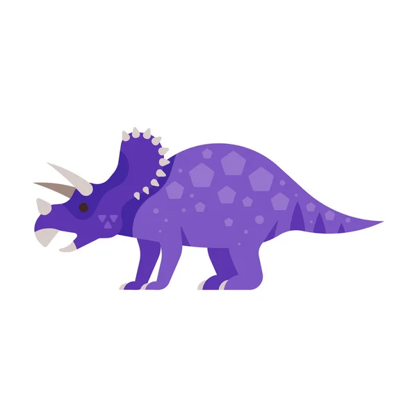 Ilustración de estilo plano vectorial de animales prehistóricos - Triceratops . — Vector de stock