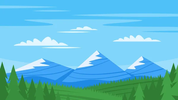Vector cartoon style background with rocky mountains — Stock Vector