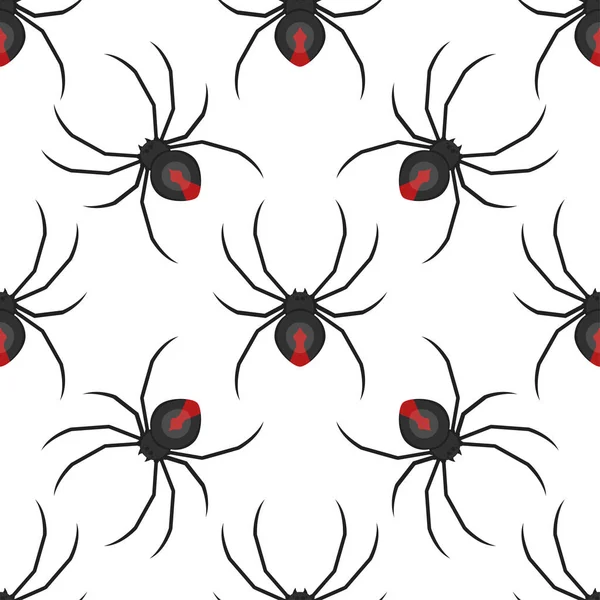 Vector flat style seamless pattern with dangerous black spider — Stock Vector