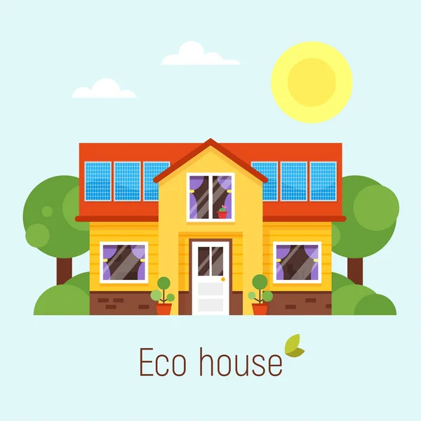 矢量平面样式的生态住宅的概念 — 图库矢量图片