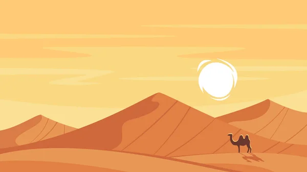 Vettoriale sfondo stile cartone animato con deserto caldo — Vettoriale Stock