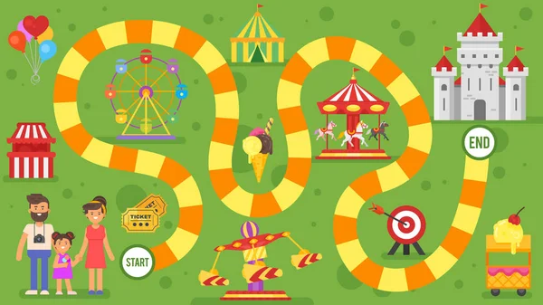 Плоский стиль ілюстрація дитячого парку розваг настільна гра — стоковий вектор