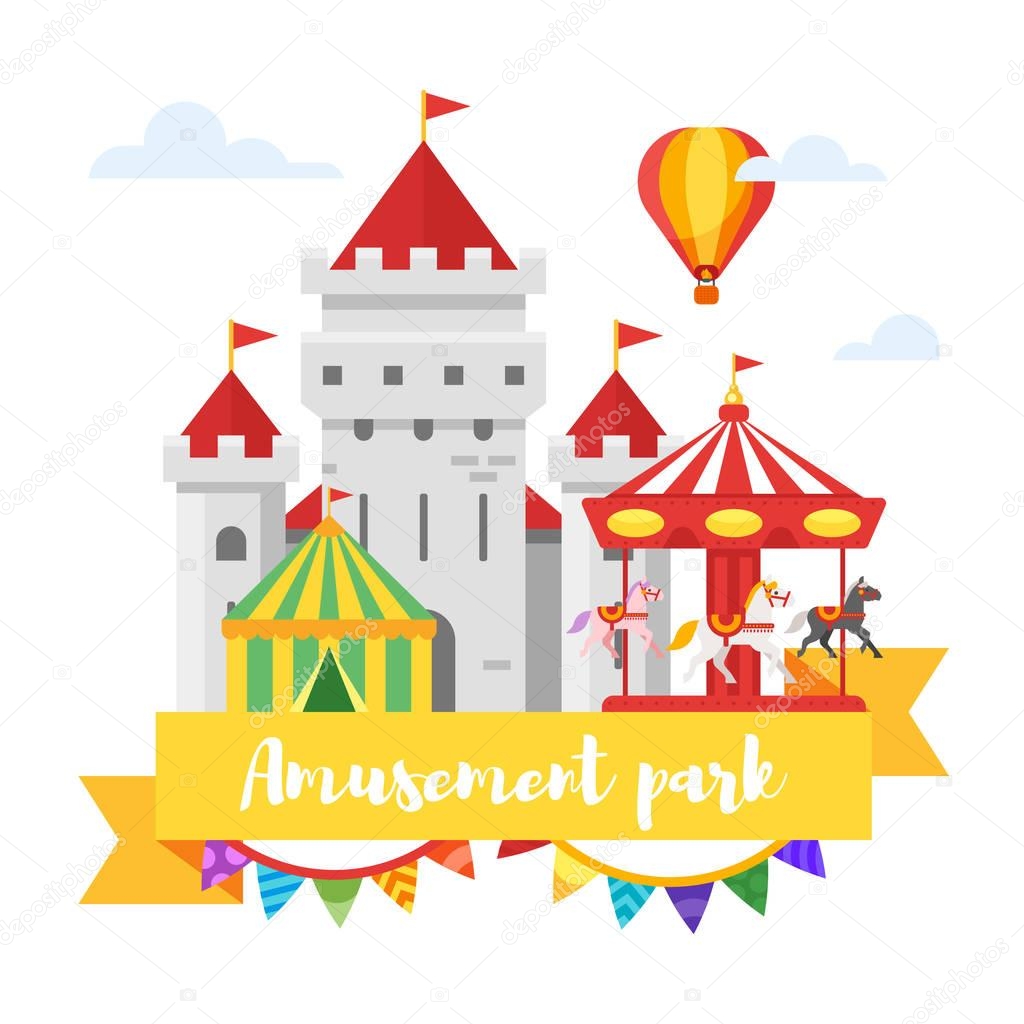 amusement park or funfair design. Isolated on white background.