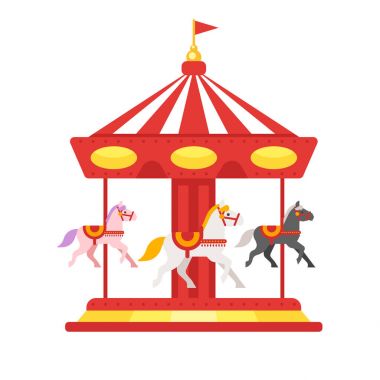 Vektör düz stil atlıkarınca Illustration. Web için simge.
