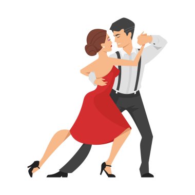 Tango dans çift vektör düz stil çizim.