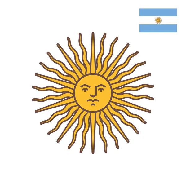 Flat style illustration of symbol of Argentina - Sun of May. — Stock Vector