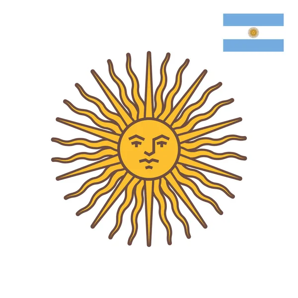 Ilustração de estilo chato de símbolo de Argentina - Sol de maio . —  Vetores de Stock