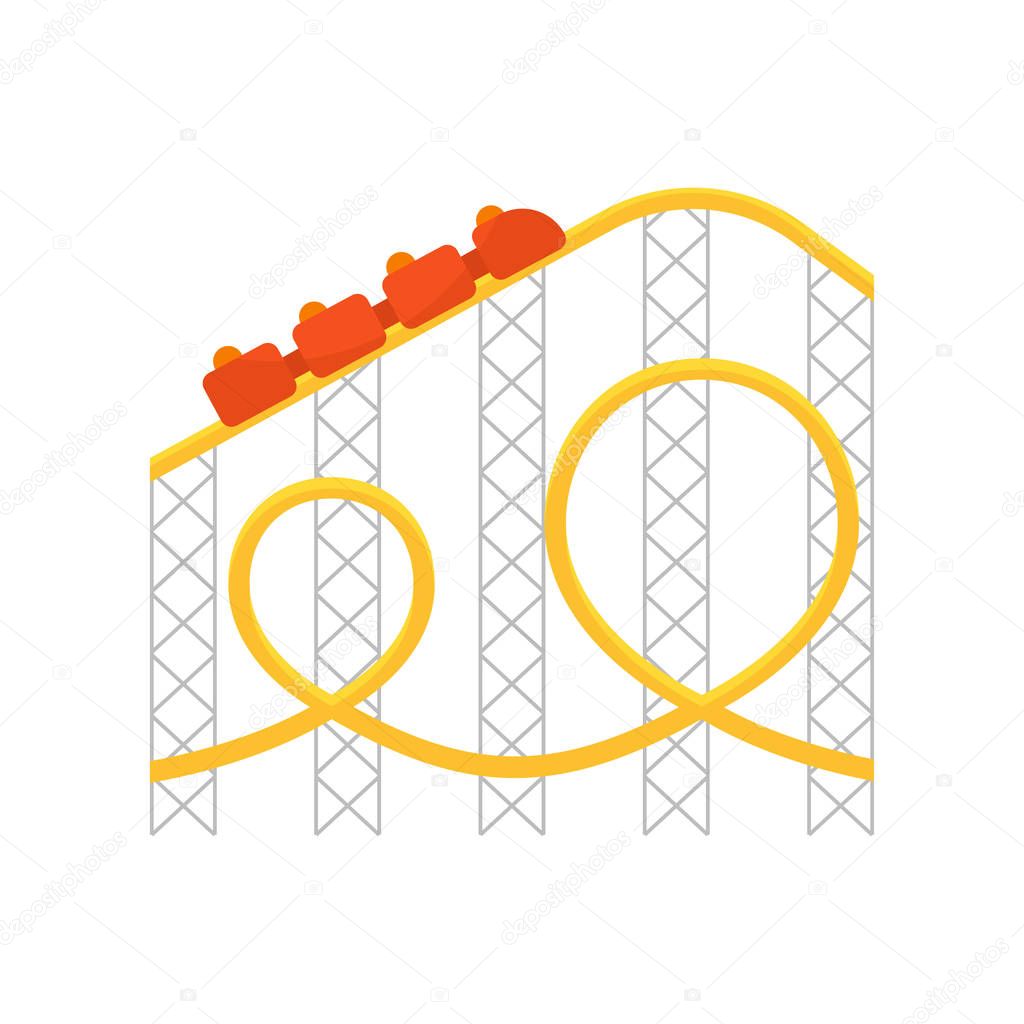 Vector flat style illustration of roller coaster.Icon for web 