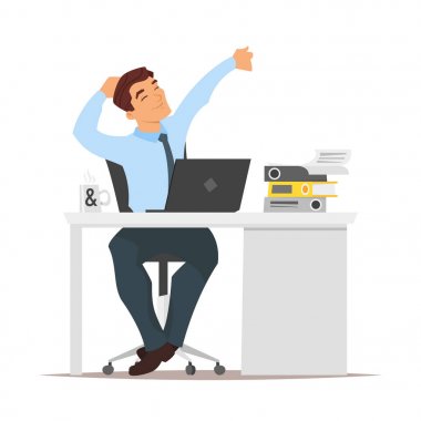 onun işyerinde oturan ve dinlenme iş adamı