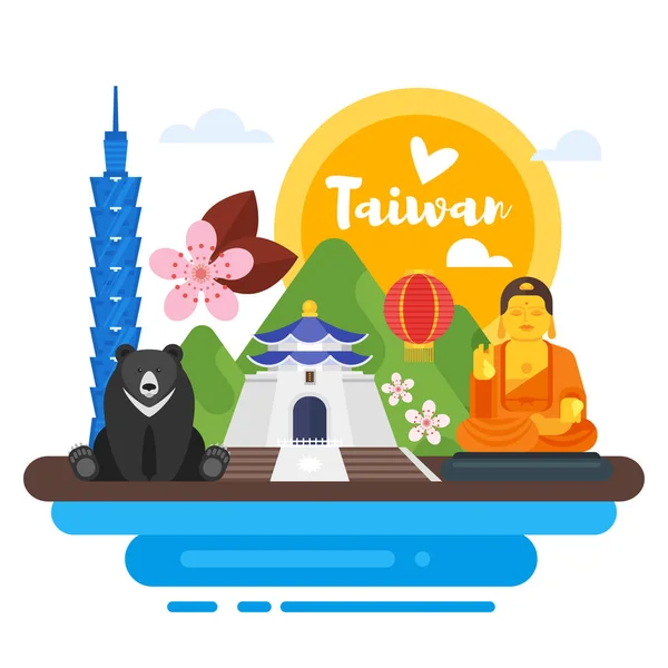 Samenstelling van Taiwan culturele symbolen. — Stockvector
