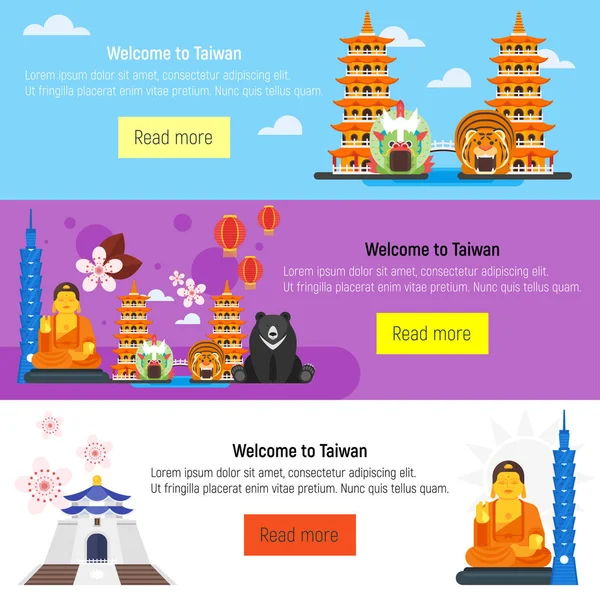 Welkom op Taiwan sjabloon voor webbanner — Stockvector