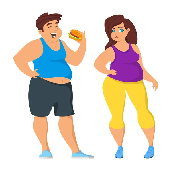 Illustration of fat man and woman. — Stock Vector