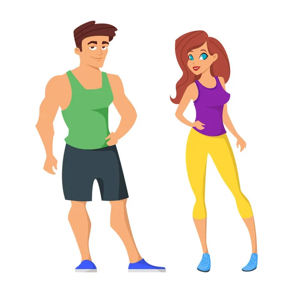 Illustration de dessin animé de l'homme et la femme sportive . — Image vectorielle