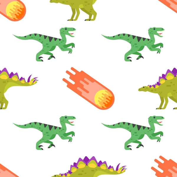 Бесшовный узор с динозаврами. — стоковый вектор