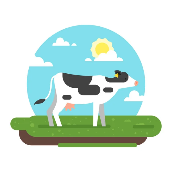 Vaca pastando en un campo . — Vector de stock