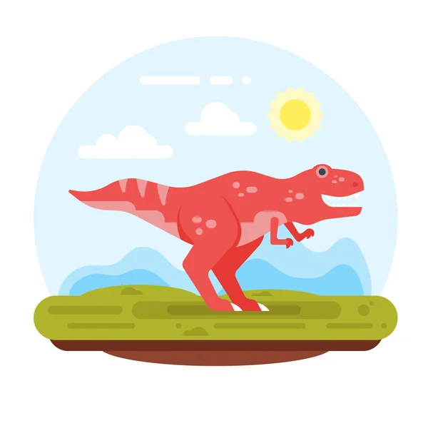 先史時代の風景山とティラノサウルス. — ストックベクタ