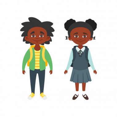  okul üniforması giyen kız ve erkek