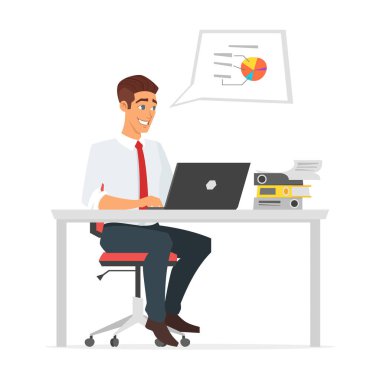 Bilgisayarda çalışan bir iş adamı.