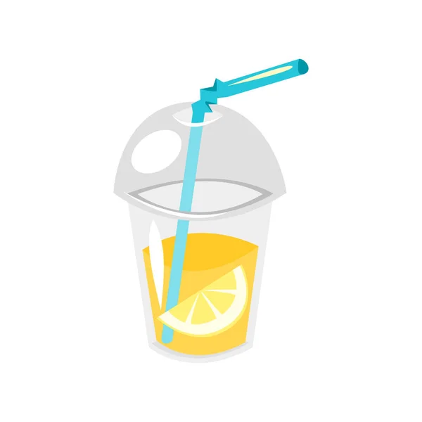 在塑料杯柠檬水. — 图库矢量图片